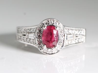 An Estate Ruby and Diamond 18ct White Gold Cluster Ring