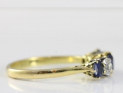  BEAUTIFUL SAPPHIRE AND DIAMOND 18 CARAT GOLD FIVE STONE RING