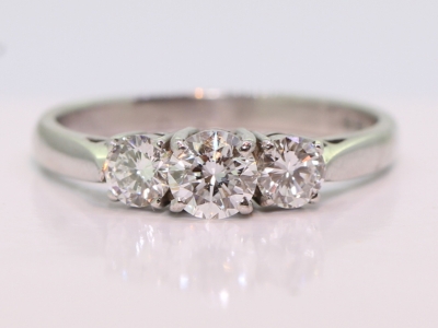 Vintage Diamond Platinum Trilogy Wedfit Ring