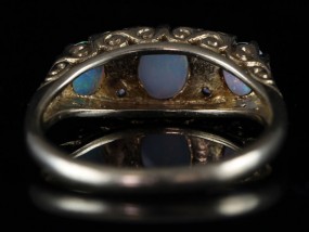 GORGEOUS INSPIRED VICTORIAN ANTIQUE OPAL AND DIAMOND 9 CARAT RING 