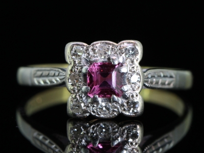 BEAUTIFUL RUBY AND DIAMOND PLATINUM AND 18 CARAT GOLD RING