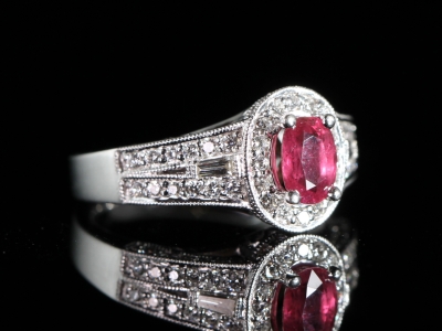 An Estate Ruby and Diamond 18ct White Gold Cluster Ring
