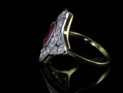 BEAUTIFUL ART DECO INSPIRED RUBY AND DIAMOND 18CT GOLD RING