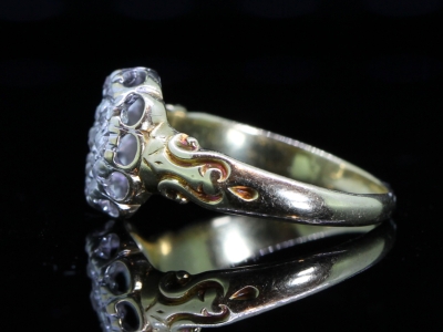 Victorian Diamond 18ct Gold Cluster Ring , Hallmarked 1874