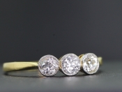 ROMANTIC ART DECO DIAMOND 18 CARAT GOLD TRILOGY RING
