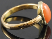 CHARMING EDWARDIAN CORAL SOLITAIRE 18 CARAT GOLD RING