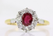 STUNNING RUBY AND DIAMOND PLATINUM AND 18 CARAT GOLD RUBY 