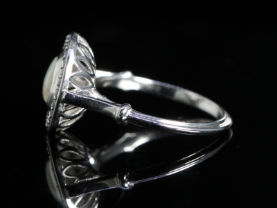 Art Deco Style Opal and Diamond 18ct Gold Ring