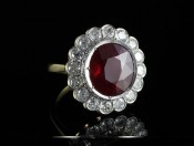 SPECTACULAR 4CT RUBY AND 2CT DIAMOND CLUSTER RING SET IN 18CT GOLD 