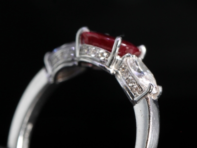  Ruby and Diamond Platinum Trilogy Ring