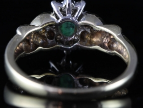 DEVINE EMERALD AND DIAMOND CLUSTER 9 CARAT GOLD RING