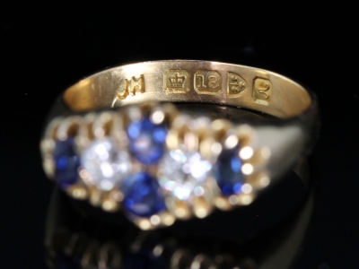 Edwardian Sapphire and Diamond 18ct Gold Ring