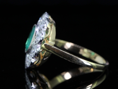 Ravishing Colombian Emerald and Diamond 18 carat Gold Cluster Ring