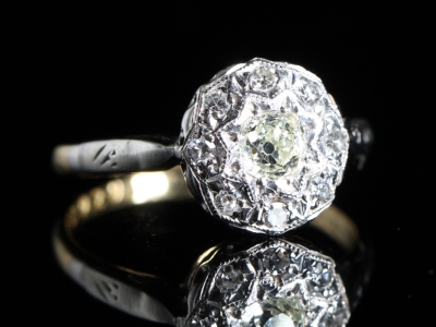 Art Deco Diamond Coronet Platinum and 18ct Gold and Platinum Ring