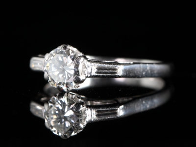 Circa 1950s Diamond Solitaire Platinum Ring