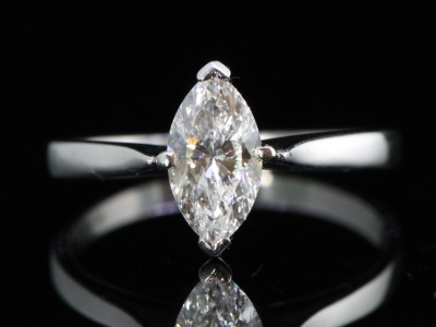 Marquise Solitaire Platinum Ring 1.02ct Diamond with Cert