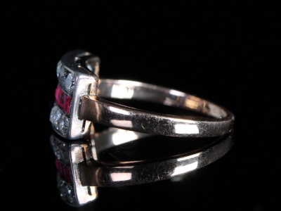 Art Deco Ruby and Diamond 18ct Gold Ring