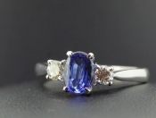  ELEGANT SAPPHIRE AND DIAMOND TRILOGY 18 CARAT GOLD RING 