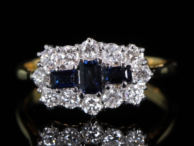 Sapphire and Diamond Cluster 18 Carat Gold Ring 