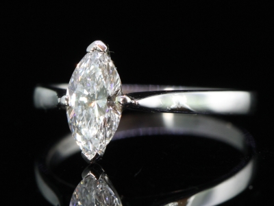 Marquise Solitaire Platinum Ring 1.02ct Diamond with Cert