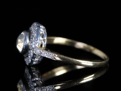 Edwardian Diamond Double Halo 18ct Gold Ring