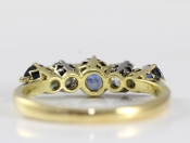  BEAUTIFUL SAPPHIRE AND DIAMOND 18 CARAT GOLD FIVE STONE RING