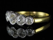 IMPRESSIVE 5 STONE OLD MINE DIAMOND 18 CARAT GOLD RING