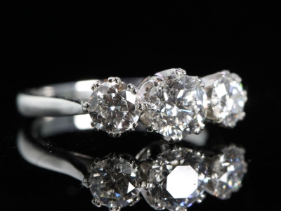 Vintage Platinum Diamond Trilogy Ring