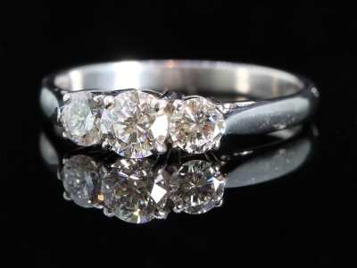 Vintage Diamond Platinum Trilogy Wedfit Ring