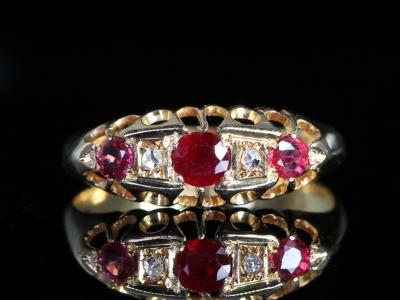 Victorian Ruby and Diamond 18ct Gold Gypsy Ring