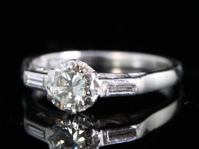 Circa 1950s Diamond Solitaire Platinum Ring