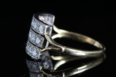  Vintage Three Row Diamond 18ct Gold Band Ring