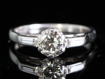 Circa 1950s Diamond Solitaire Platinum Ring