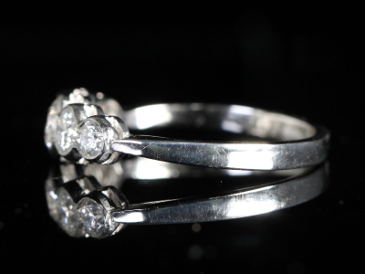 Edwardian Old Cut Diamond Five Stone Platinum Ring 
