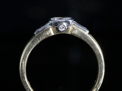  Vintage Princess and Baguette Diamond 18ct Gold Ring