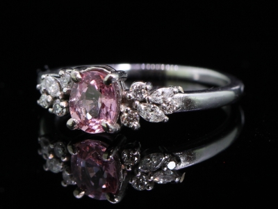 Pretty Pink Sapphire and Diamond 18ct Gold Floral Inspired Ring