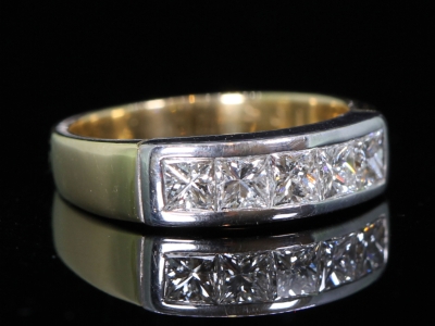 Vintage Princess Cut Diamond 18ct Gold Band