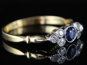 FABULOUS EDWARDIAN 1920'S CEYLON SAPPHIRE AND DIAMOND 18 CARAT GOLD RING