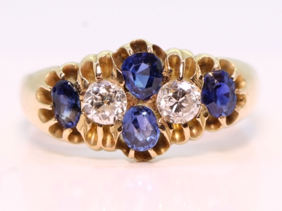 Edwardian Sapphire and Diamond 18ct Gold Ring