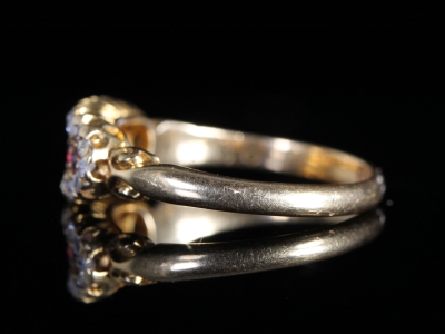 Edwardian Ruby and Diamond 18ct Gold Boat Ring