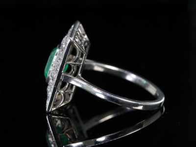 Art Deco Emerald and Diamond Platinum Ring