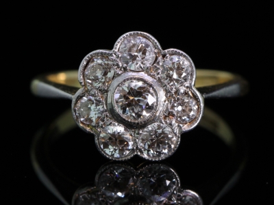  Stunning Edwardian Diamond Daisy 18 Carat Gold Cluster Ring