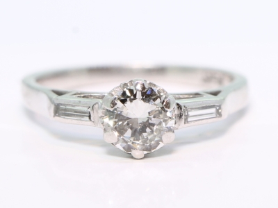 Circa 1950s Diamond Solitaire Platinum Ring