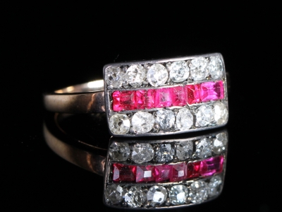 Art Deco Ruby and Diamond 18ct Gold Ring