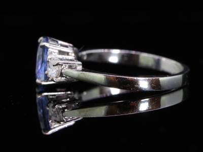 Beautiful Sapphire and Diamond Trilogy Platinum Ring