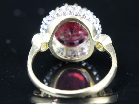 STUNNING 3 CARAT RUBY AND DIAMOND  18 CARAT GOLD COCKTAIL RING