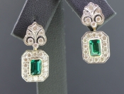  ENTRANCING EMERALD AND DIAMOND 18 CARAT GOLD EARRINGS