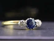 FABULOUS SAPPHIRE AND DIAMOND TRILOGY 18 CARAT GOLD RING