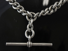  VICTORIAN SILVER ALBERT WATCH CHAIN AND T-BAR