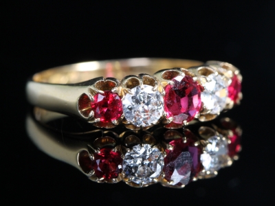 Edwardian Ruby and Diamond 18ct Gold Gypsy Ring